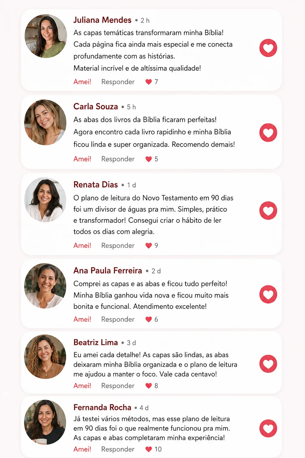 Comentários de clientes sobre o material