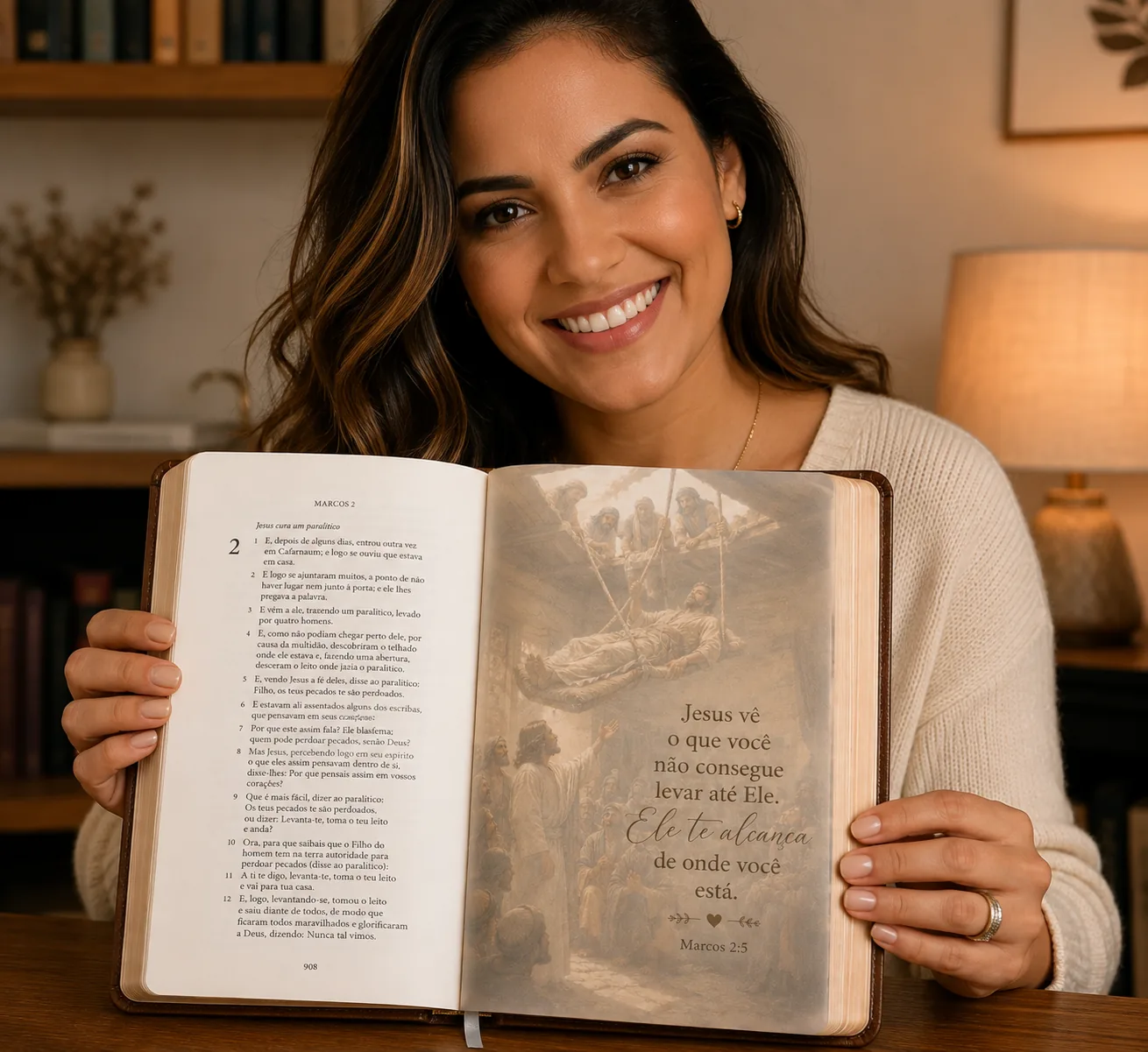 Ester com sua Bíblia personalizada